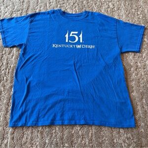 151 Kentucky Derby Short Sleeve Blue Graphic T-Shirt Size XL